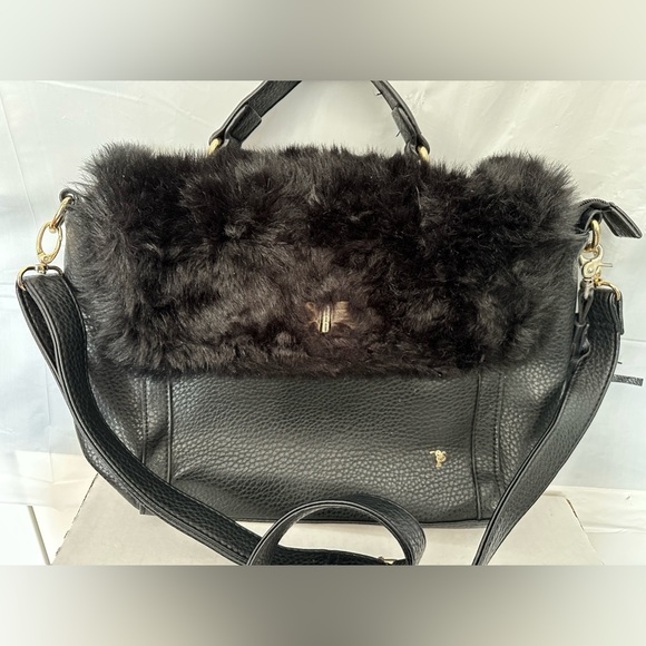 Handbags - Jada Brave Black Faux Fur Leather Satchel Bags